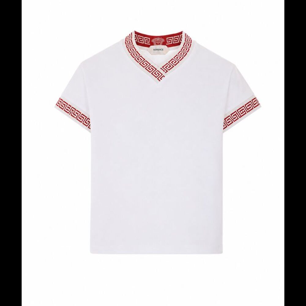 Versace Women T-Shirt With Greca And Medusa Motif On Profiles